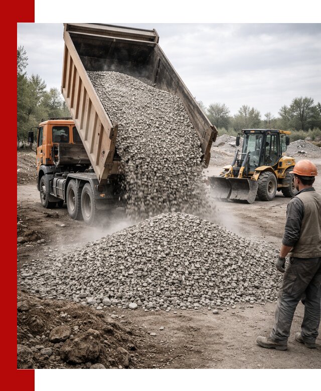 Доставка щебня в Полысаеве крупными и мелкими фракциями