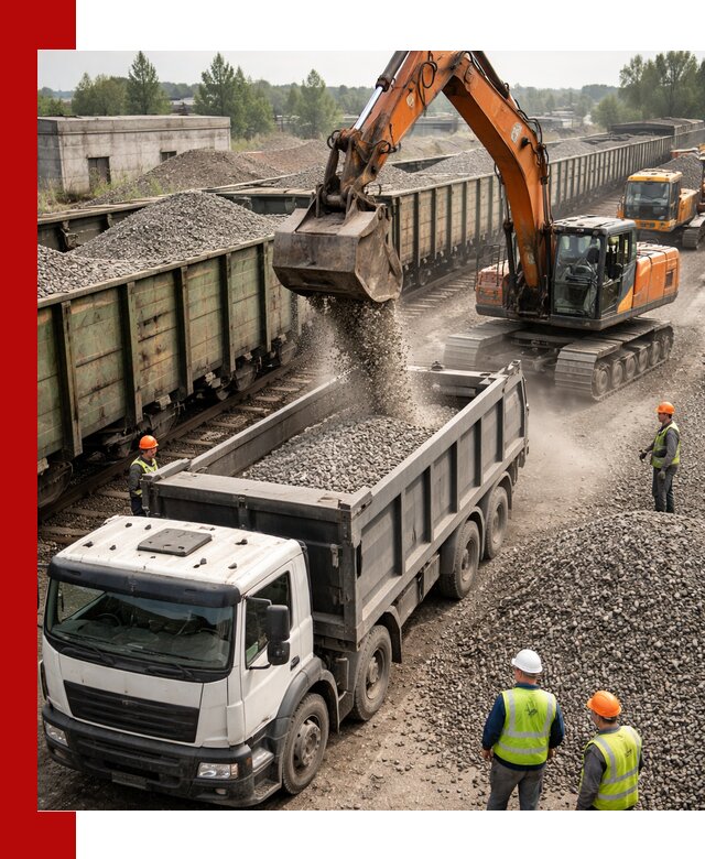 Железнодорожный щебень фракция 25–60 для поставок в Полысаеве