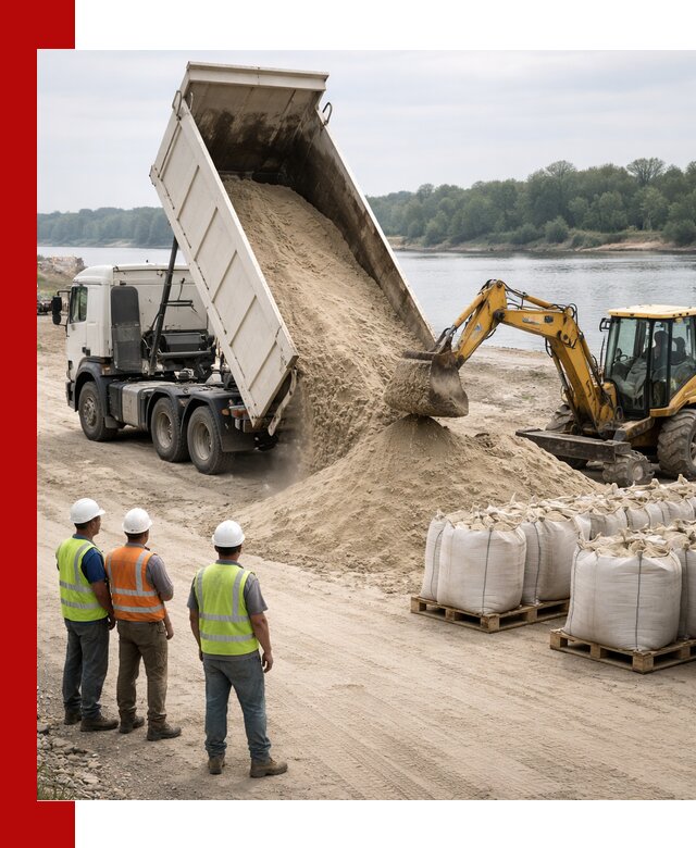Доставка речного песка в Полысаеве самосвалами и погрузкой
