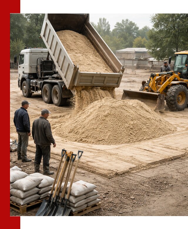 Доставка мытого песка в Полысаеве с самосвалами по выгодной цене