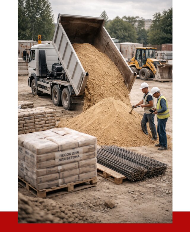 Песок для бетона в Полысаеве от 2571 р. с доставкой, ПРОНЕРУДПлс