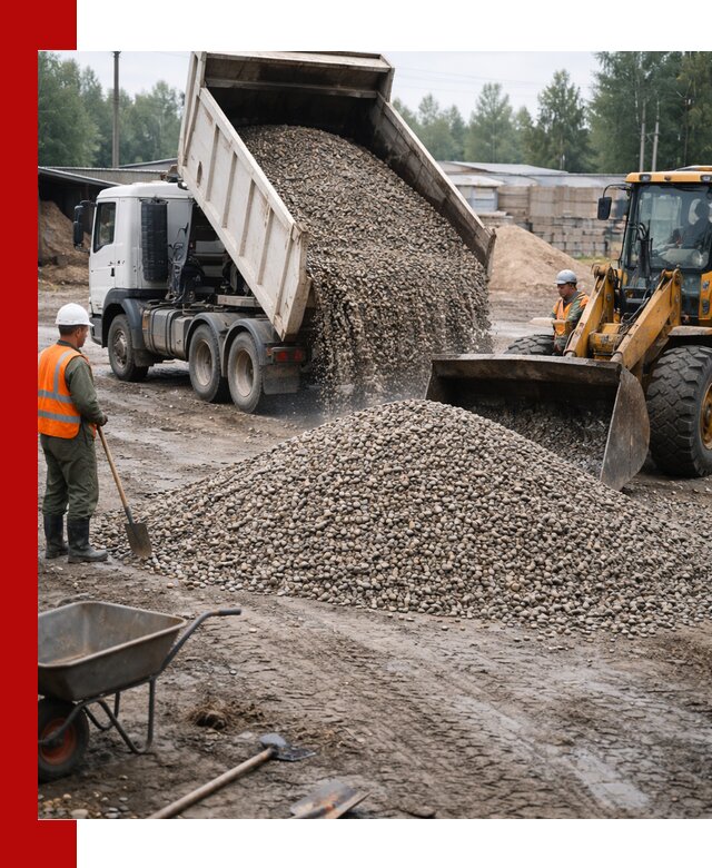 Мытый гравий с доставкой в Полысаеве от карьера до участка