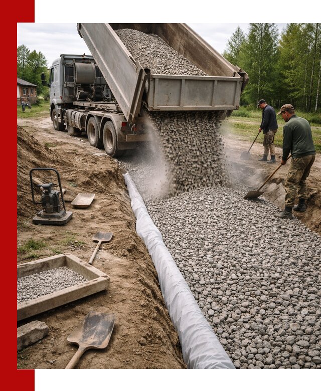 Гравий для дренажа с доставкой в Полысаеве качественный и недорогой
