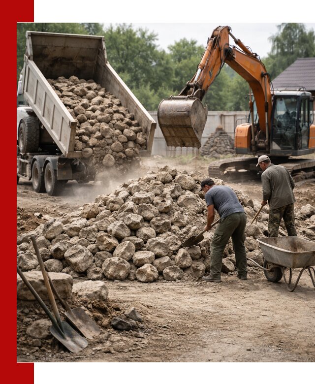 Доставка и разгрузка бутового камня в Полысаеве