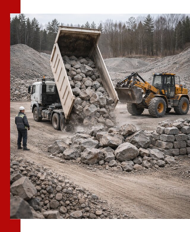 Доставка и продажа бутового гранитного камня в Полысаеве