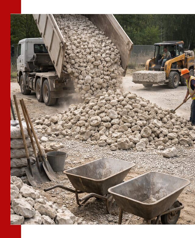 Доставка и продажа бутового известнякового камня в Полысаеве