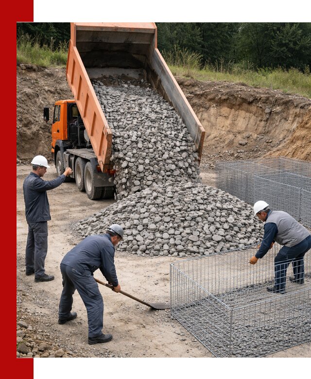 Камень для габионов с доставкой в Полысаеве быстро и надёжно