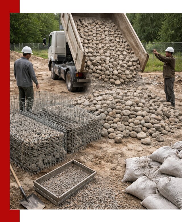 Камень для габионов фракция 70–151 в Полысаеве