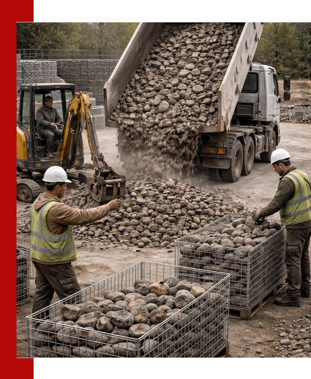 Камень для габионов фракция 100–201 в Полысаеве