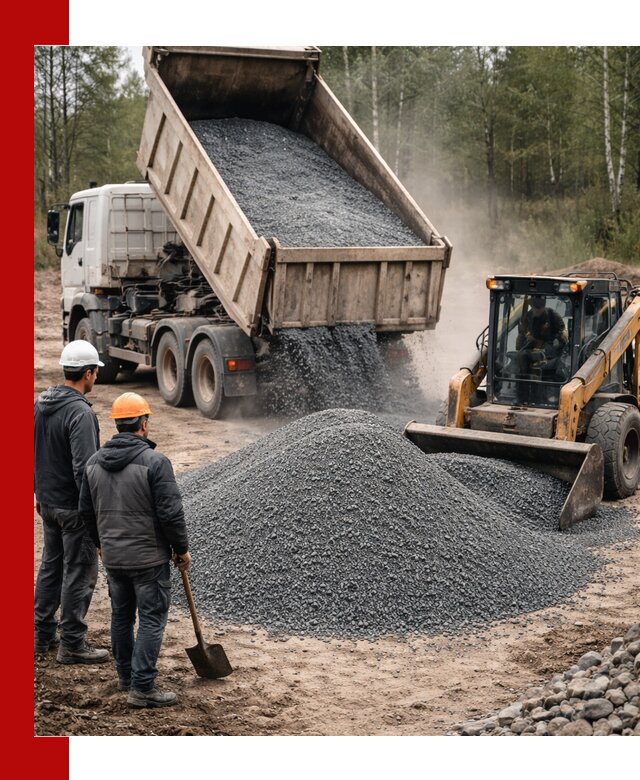 Гранитный отсев 0-5 с доставкой и разгрузкой в Полысаеве