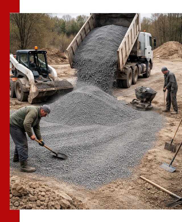 Отсев для подсыпки в Полысаеве — доставка и подсыпка на участок