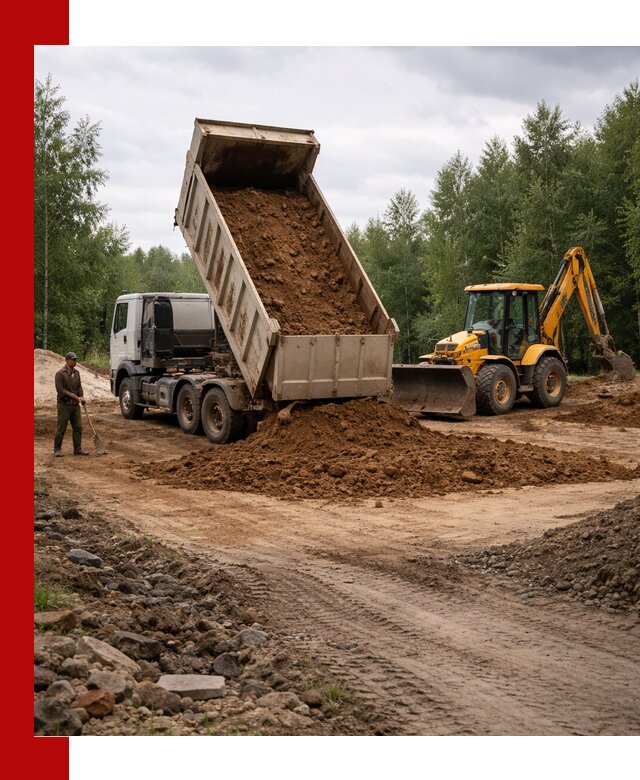 Доставка суглинка самосвалами в Полысаеве подсыпка и планировка