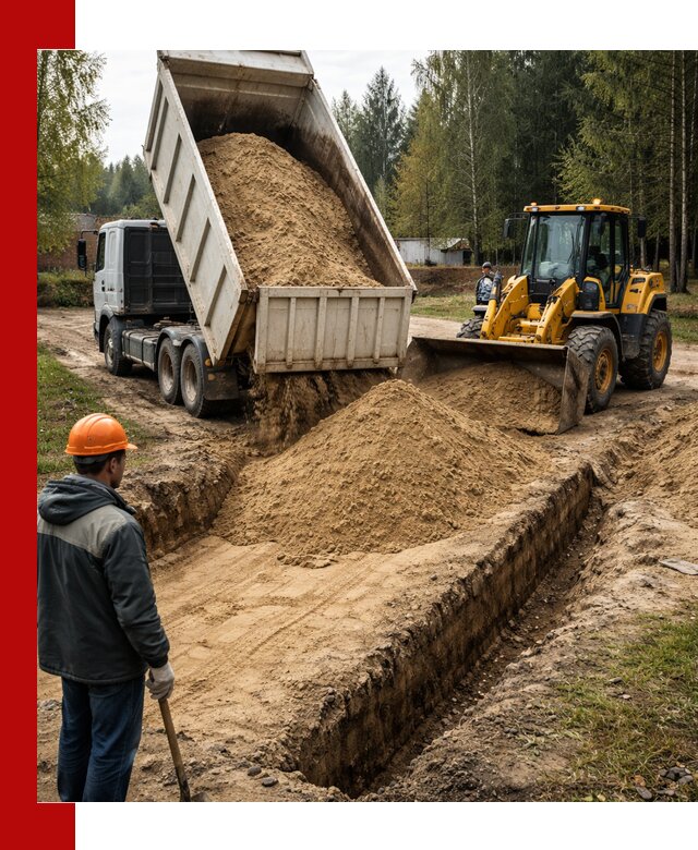 Доставка песчаного грунта в Полысаеве для строительных работ