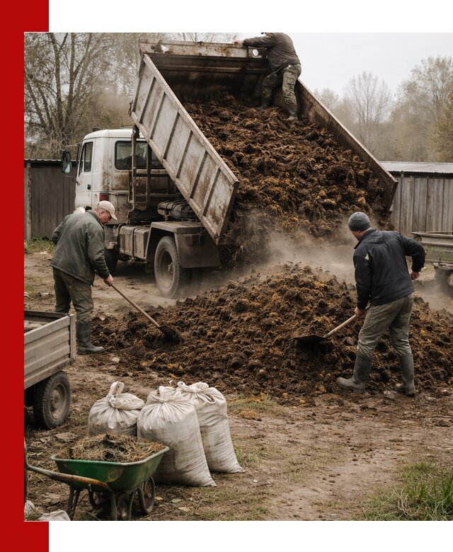 Доставка коровьего навоза самосвалом в Полысаеве