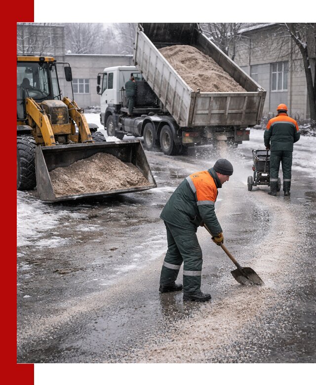 Реагент против гололеда с доставкой и нанесением в Полысаеве