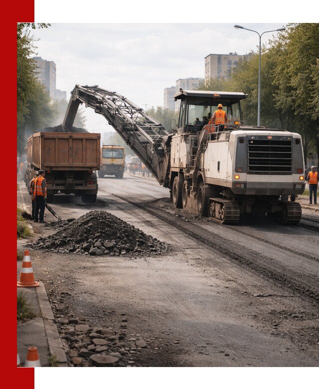 Фрезерованный асфальт в Полысаеве — удаление и вывоз старого покрытия