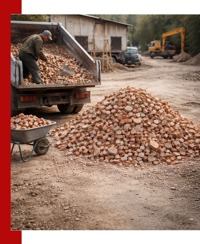 Доставка и подушка из боя кирпича с разгрузкой в Полысаеве