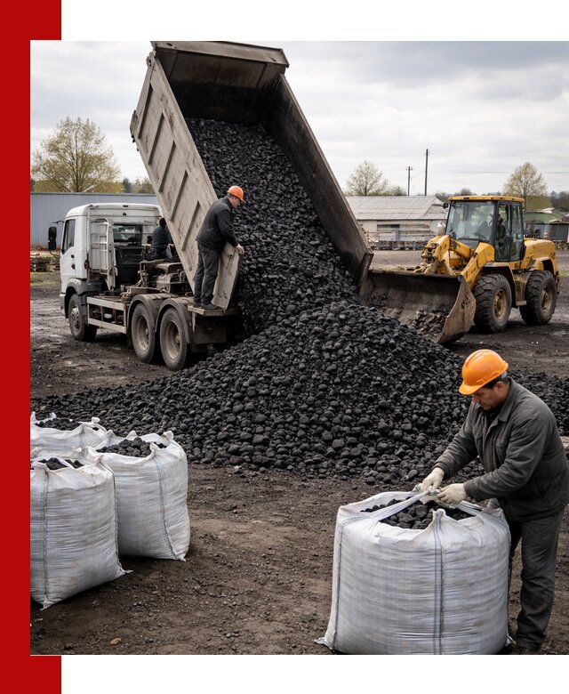 Доставка каменного угля в Полысаеве оптом и в розницу