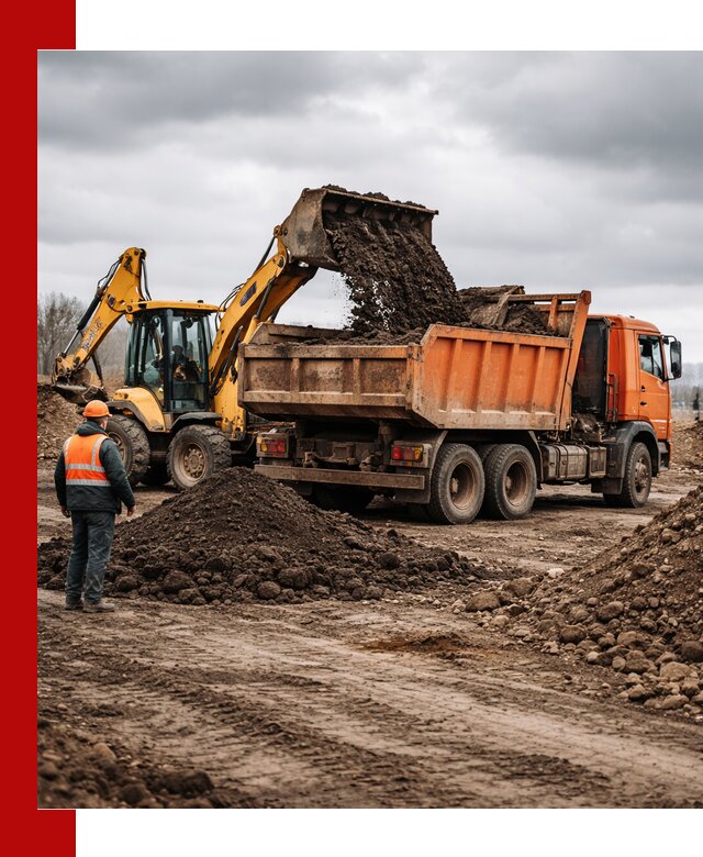 Вывоз грунта и строительного мусора в Полысаеве грузовыми самосвалами