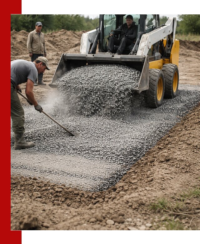 Устройство щебеночной подушки в Полысаеве для дорог и фундаментов